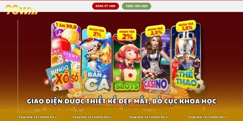 Giao diện được thiết kế đẹp mắt, bố cục khoa học